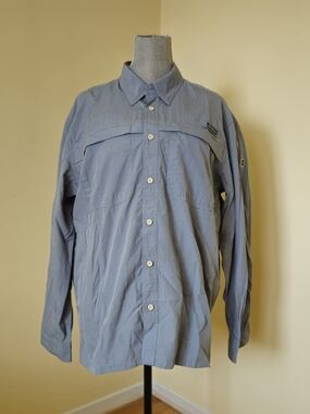 Eddie Bauer Men's Light Blue Button-Down Fishing Shirt